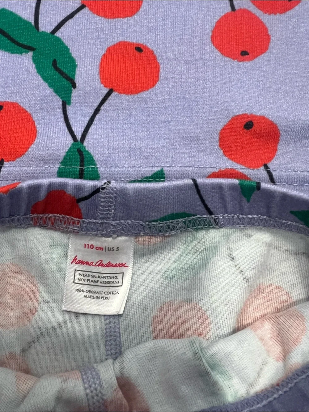 Kids Pajamas Hanna Andersson Lavender/Periwinkle With Cherry Print Size 5 110 Cm